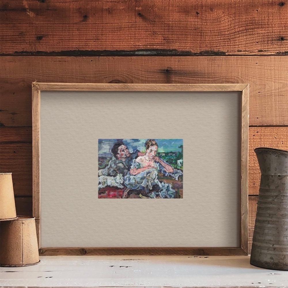 Lovers with Cat Art Print by Oskar Kokoschka